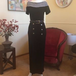Joseph Ribkoff Vintage Black White Belted Dress 6